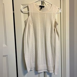 White knit long sleeve with shoulder cut outs